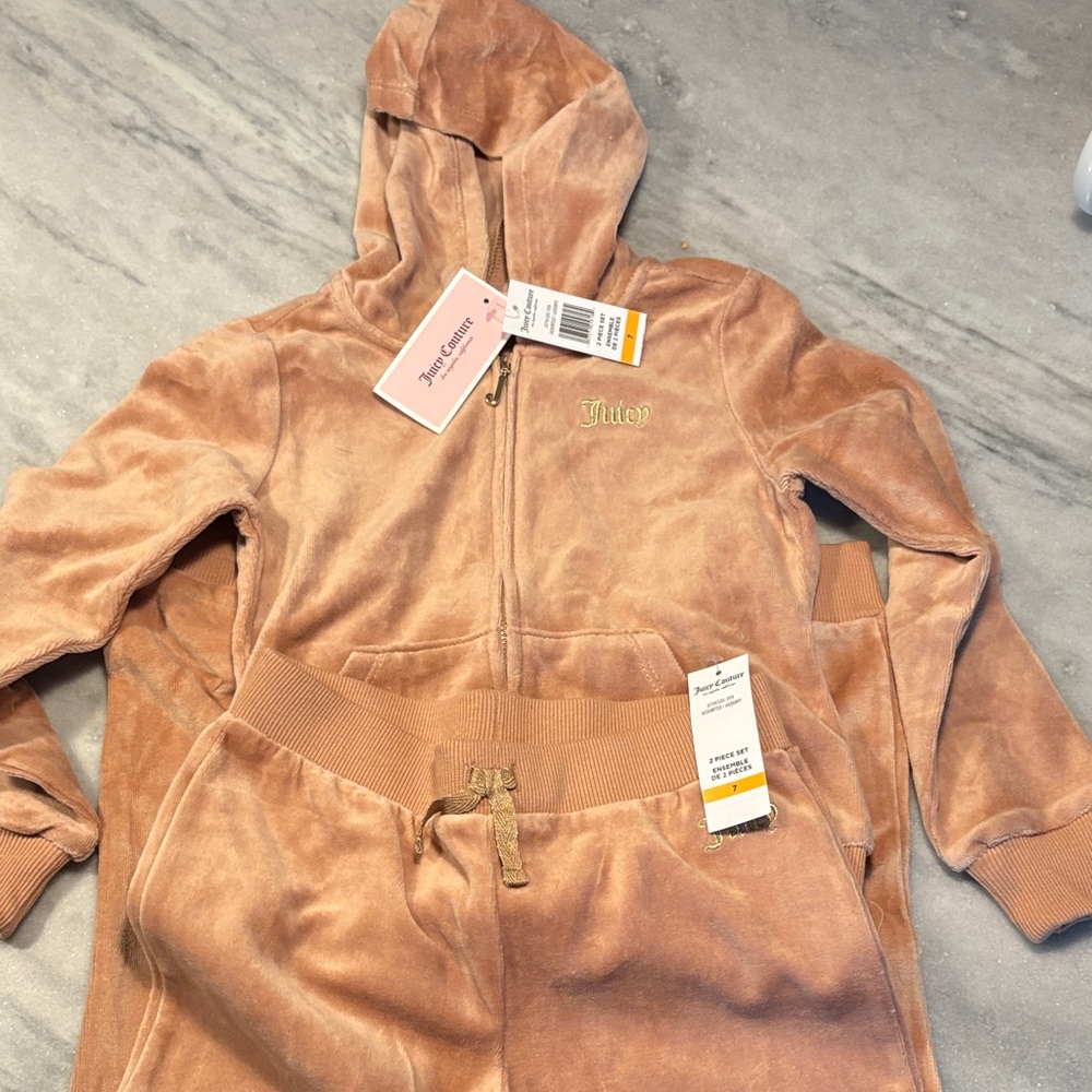 Juicy Couture Velour Hoodie and Pants Set in Brown
